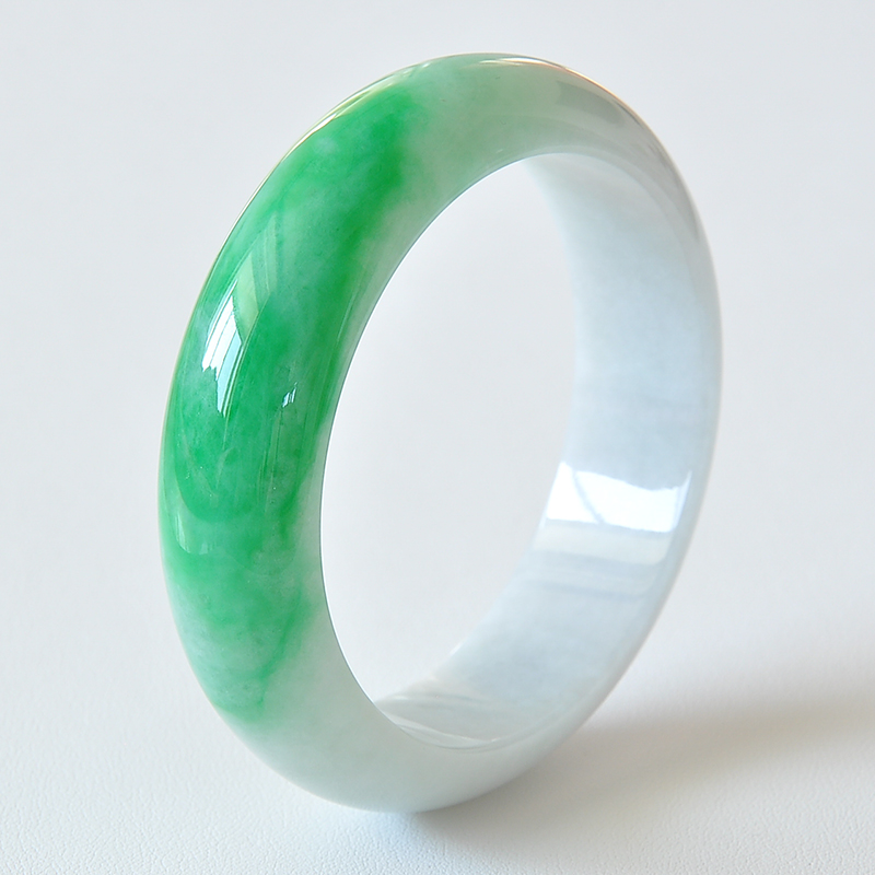 店庆回馈,天然a货老坑缅甸翡翠阳绿辣绿翡翠手镯送证57mm-79278