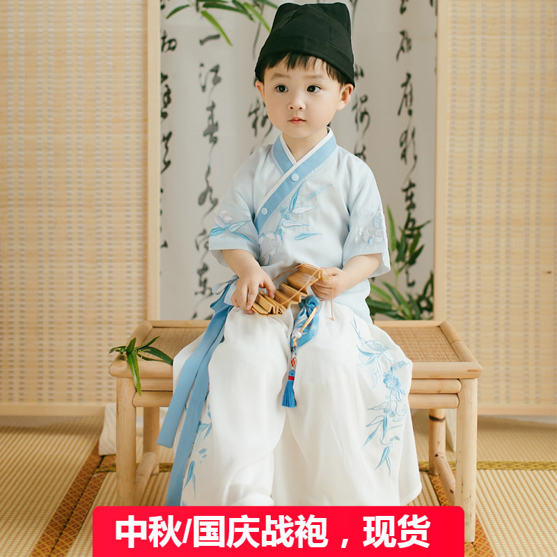 春夏汉服男童改良古风唐装两件套