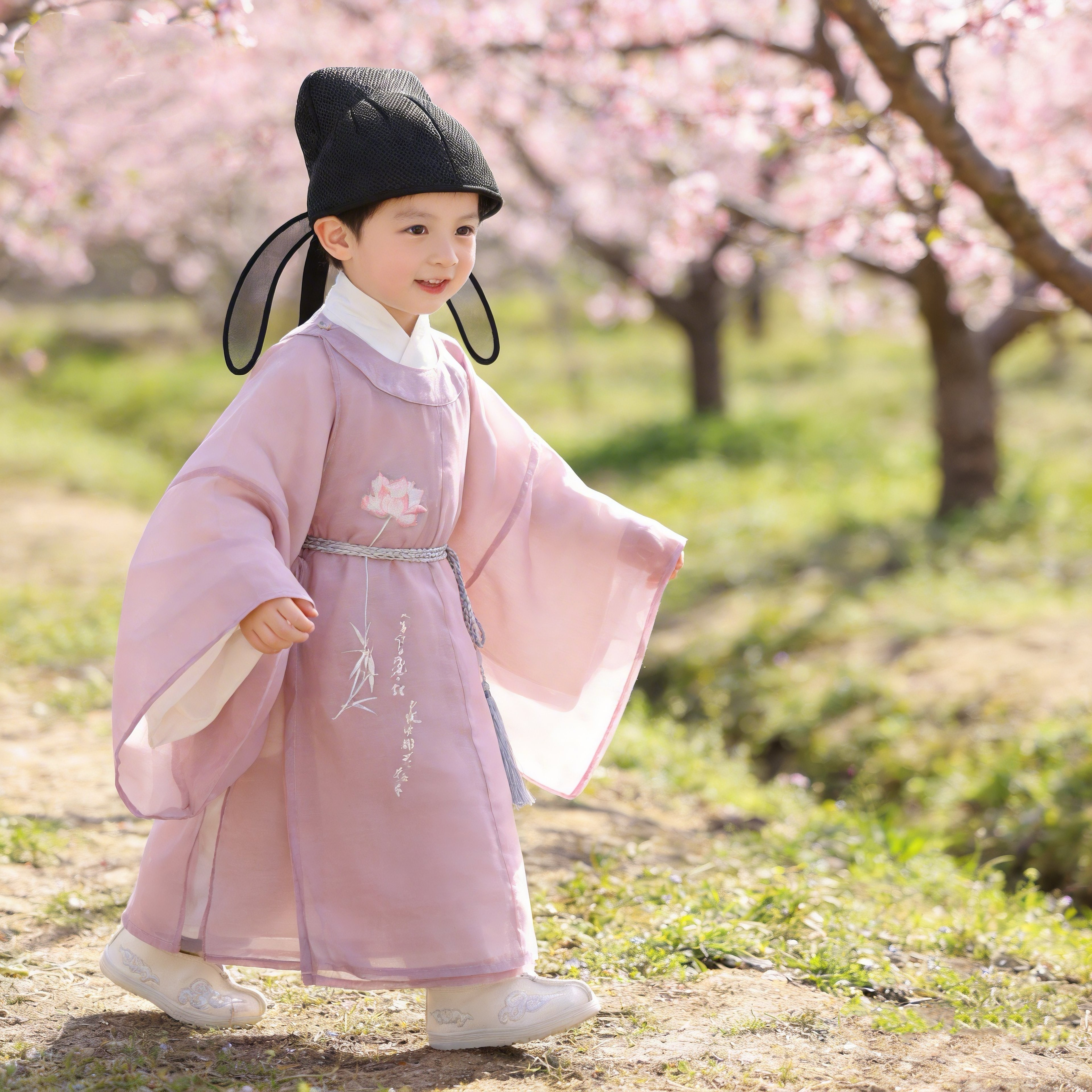 汉服男童2026年新款春夏季中国风宋制圆领袍男宝大袖衫古风演出服