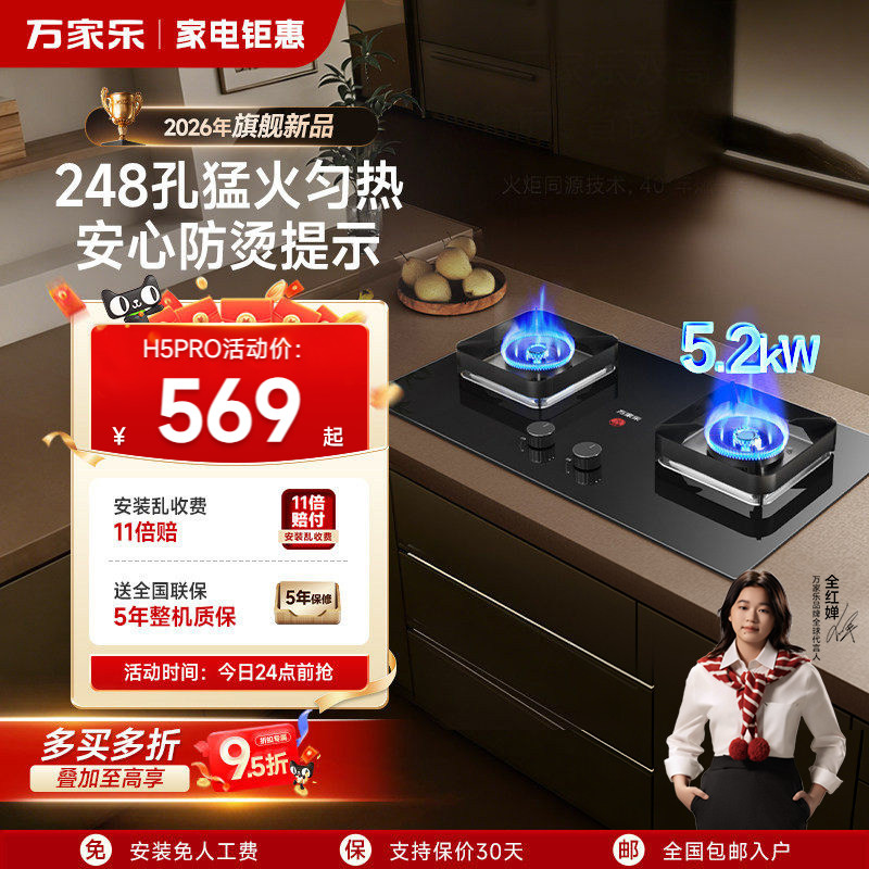 万家乐H5 PRO燃气灶双灶家用厨房天然气液化气煤气大火力双灶LAY8