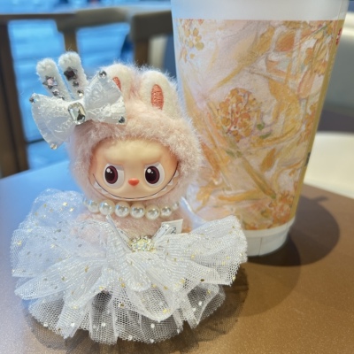 仅娃衣10cm拉布布娃衣搪胶玩偶衣服婚纱礼服4代labubu马卡龙