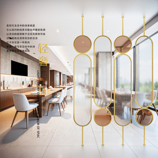 办公室隔断屏风公司前台接待区简约现代轻奢高级感玻璃屏风定制