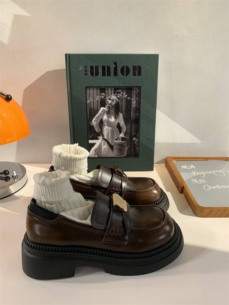 英伦学院风小皮鞋女厚底乐福鞋
