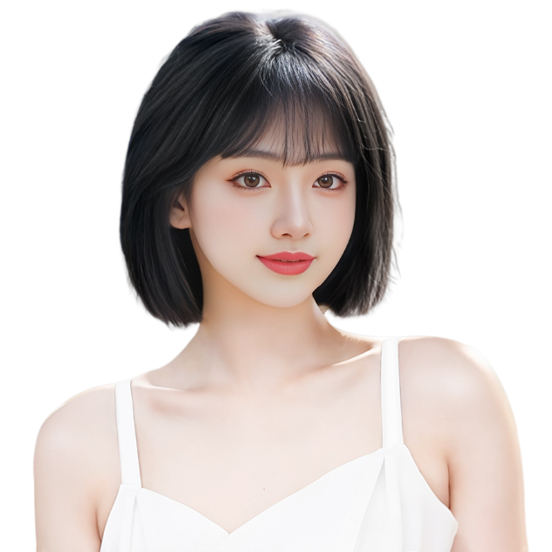 短发自然减龄蕾丝无痕光头
