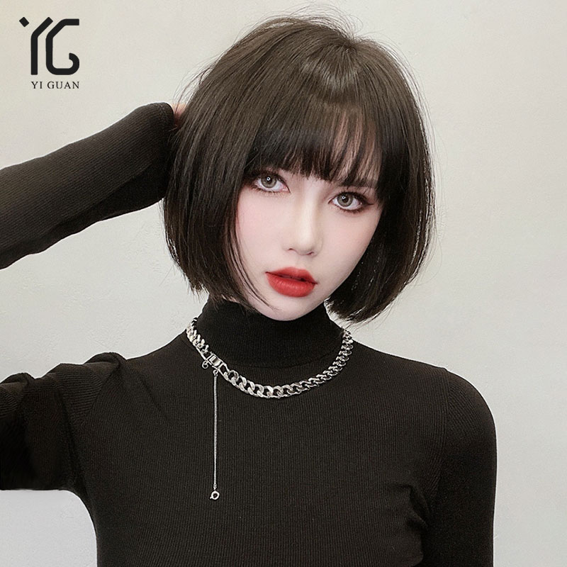 波波头lisa同款短发假发女仿真夏季发套全真自然真人发丝减龄头套