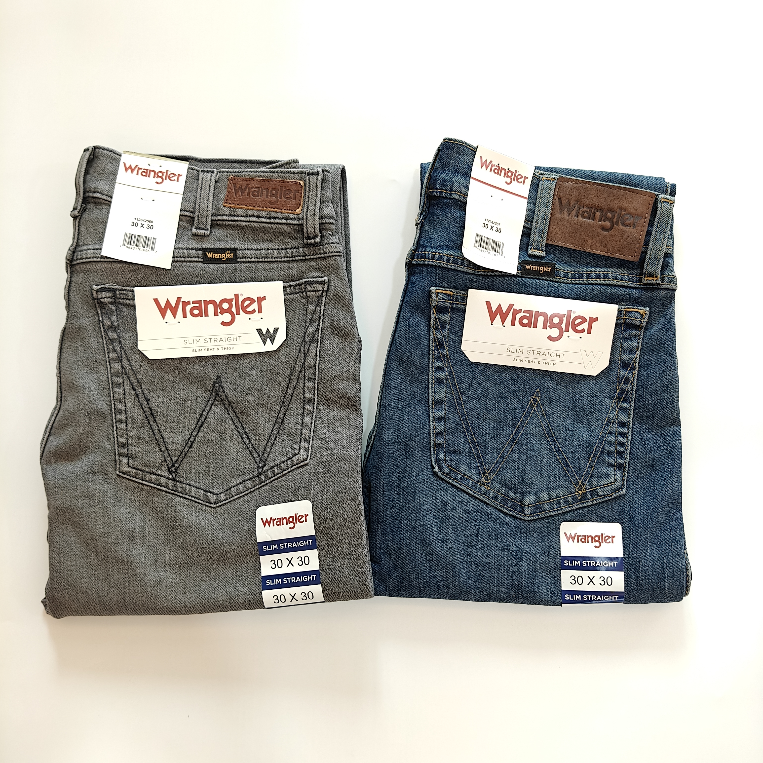 美代/国内现货/Wrangler威格男蓝色水洗常规修身小直筒牛仔裤四季