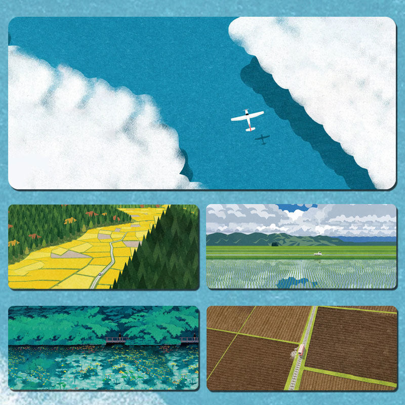 日系风景插画超大鼠标垫加厚锁边男女生办公家用电脑桌滑鼠垫定制