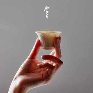 45ml 学古 小马蹄杯 手工象牙黄景德镇黄釉瓷品茗杯主人杯 6只装