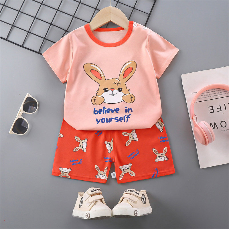 粉色兔子纯棉婴幼儿童短袖t恤短裤套装夏季分体女孩宝宝薄款衣服,童装/婴儿装/亲子装,套装,淘宝优惠券,粉丝福利购,淘宝优惠卷