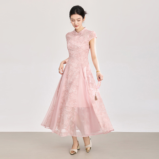时尚 新款 气质立体烧花连衣裙 国风改良旗袍裙子女2026年夏季 新中式