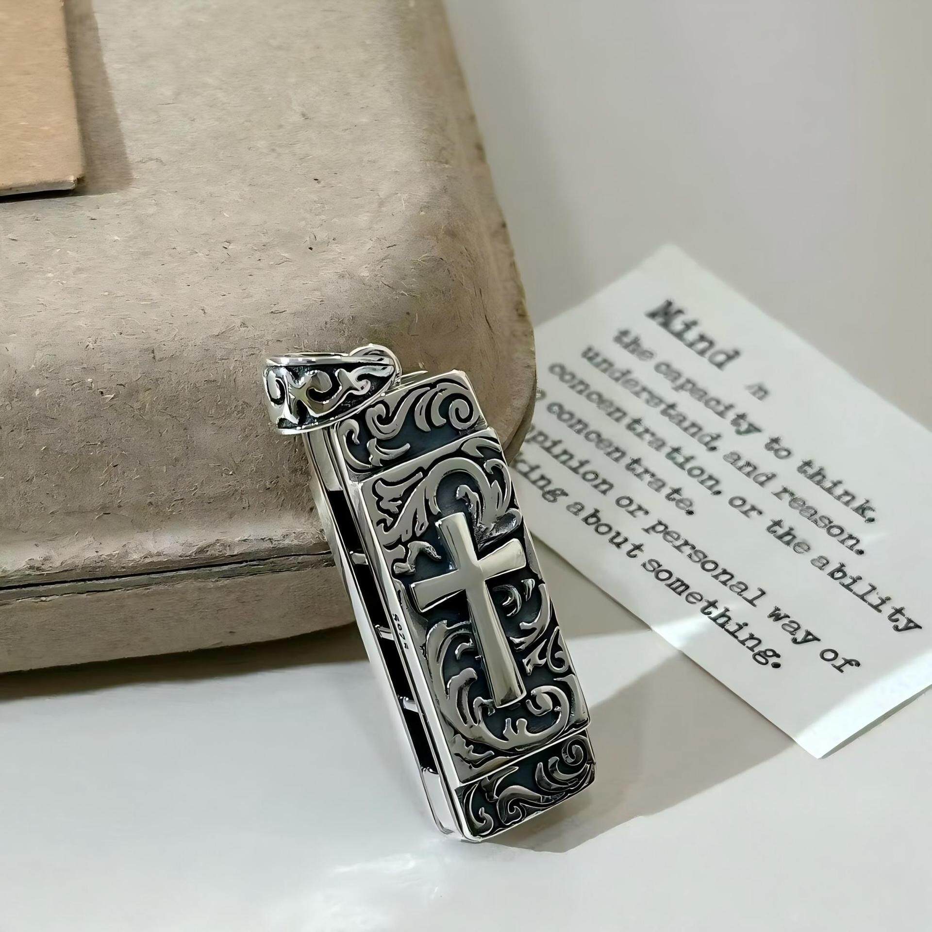 s925银复古上帝之眼口琴吊坠纯银精工个性挂坠配饰