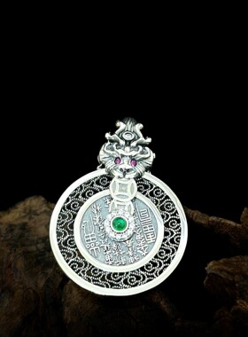 s925银貔貅山鬼花钱吊坠纯银精工个性挂坠配饰