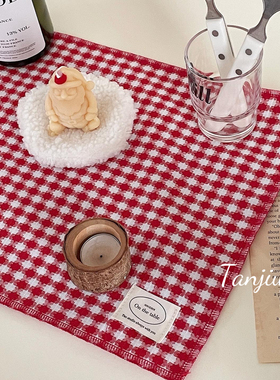 TJJ丨圣诞新年红色格子提花双面餐巾布艺餐垫装饰垫ins风厨房餐布