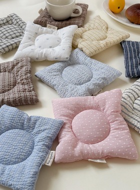 TJJ丨 ins内圆外方夹棉杯垫布艺软垫拍照氛围装饰桌面隔热垫方形