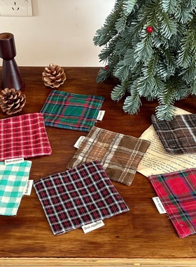 TJJ丨ins圣诞新年格纹杯垫红绿色系餐垫百搭节日氛围感拍照道具