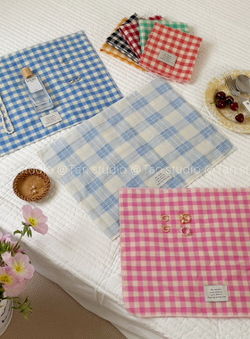 TJJ丨自制ins格纹餐垫韩式经典百搭双层棉质格子餐布长方形餐桌巾