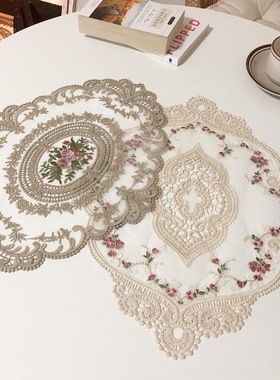TJJ丨ins风复古法式蕾丝绣花桌垫桌布餐垫杯垫 桌面装饰背景民宿