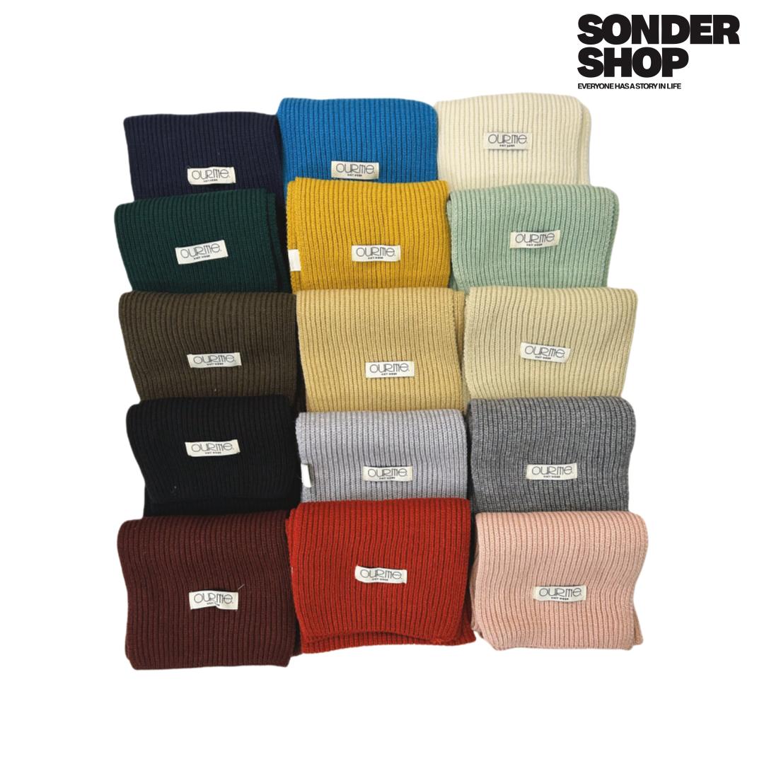 SONDER SHOP韩系ins字母羊毛混纺软糯多巴胺针织围巾