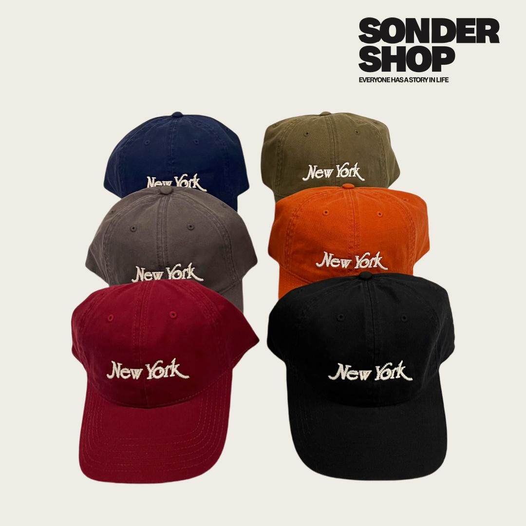SONDER SHOP 精梳棉软顶棒球帽男new york字母刺绣时尚百搭鸭舌帽