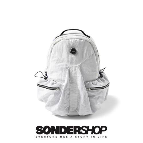 SONDER SHOP offwinter飞船轮盘火箭拉链褶皱大容量双肩书包背包