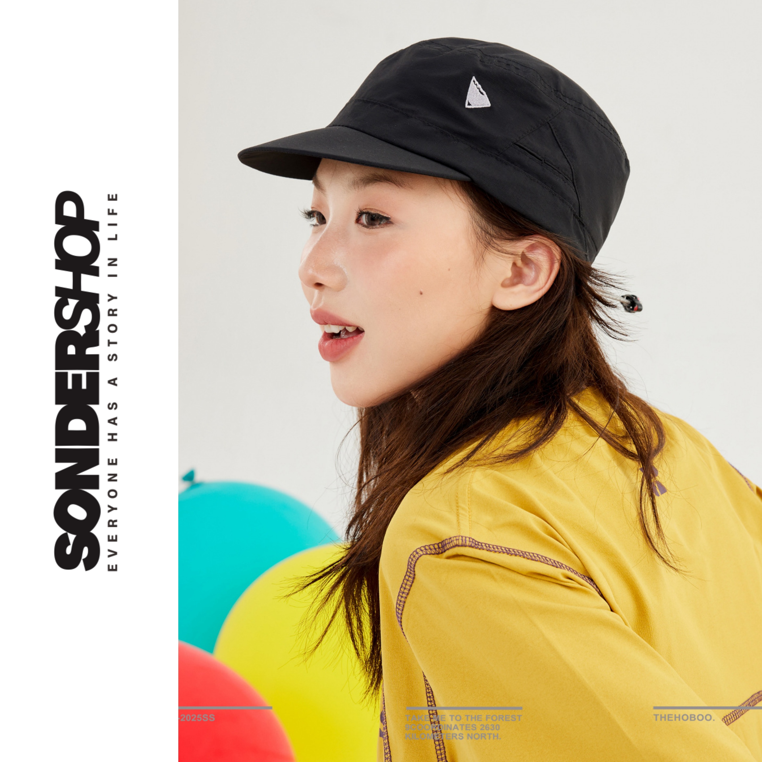 SONDERSHOP户外休闲遮阳帽便携软沿帽子速干平顶鸭舌帽短檐帽透气