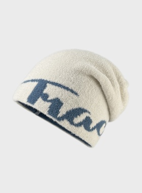 SONDER SHOP美式字母提花堆堆帽女秋冬防寒保暖显脸小套头帽护耳