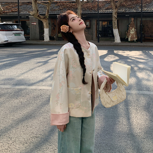 气质春季短外套提花重工刺绣上衣春秋女新中式中国风小香风短款图片