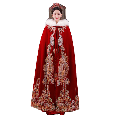 艳莲秀禾披风中式新娘结婚斗篷