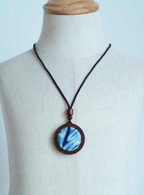 云南大理丽江扎染木雕花项链