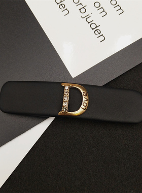 黑色字母D前额刘海侧边bb发夹头顶夹子头饰秋冬碎发发卡2022新款