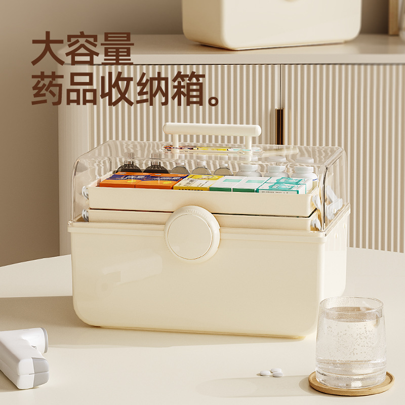 日本进口外贸品牌家用大号多层药品收纳盒手提家庭应急便携式药箱
