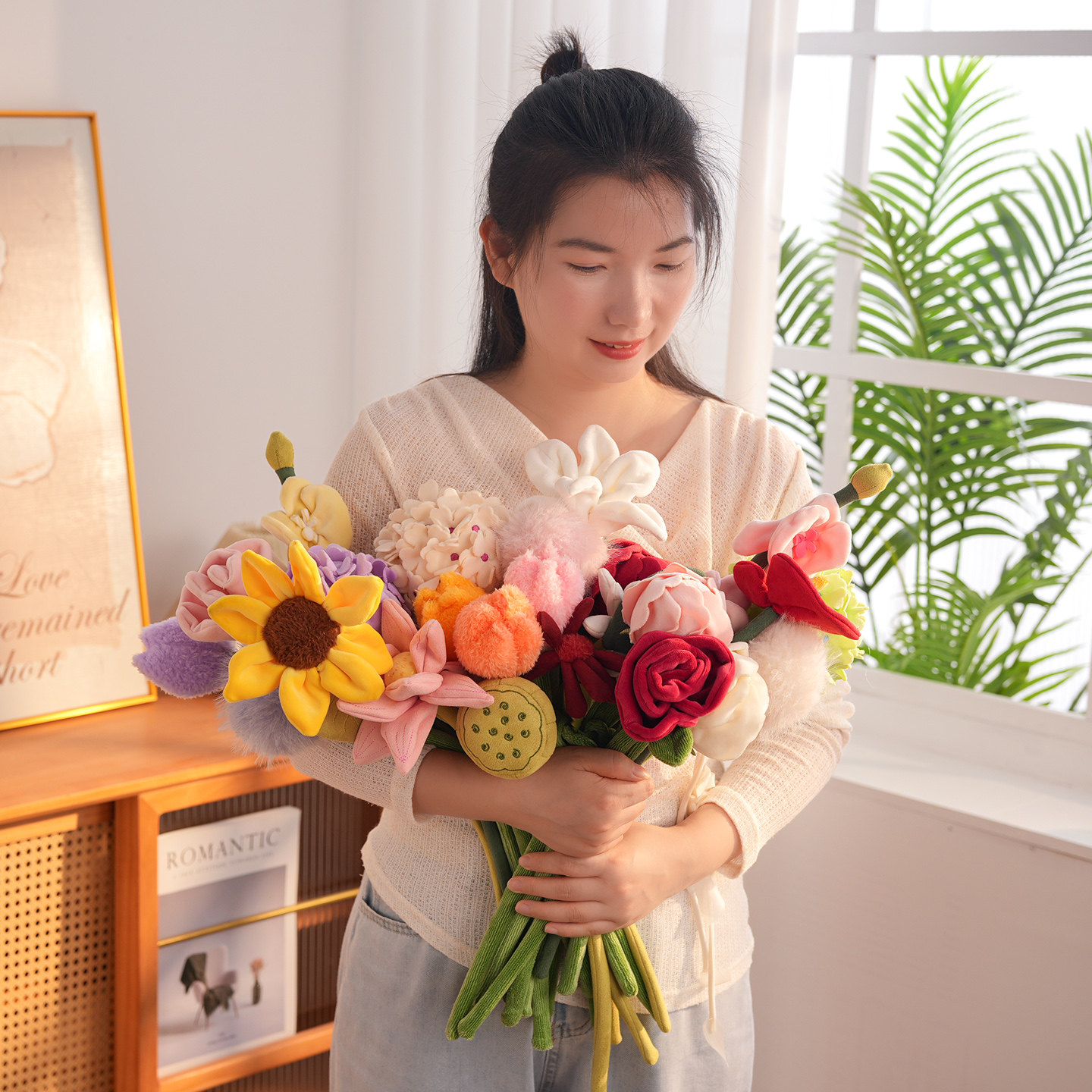 仿真花束玩偶绣球永生花朵插花道具装饰窗帘扣向日葵情人节礼物女图片