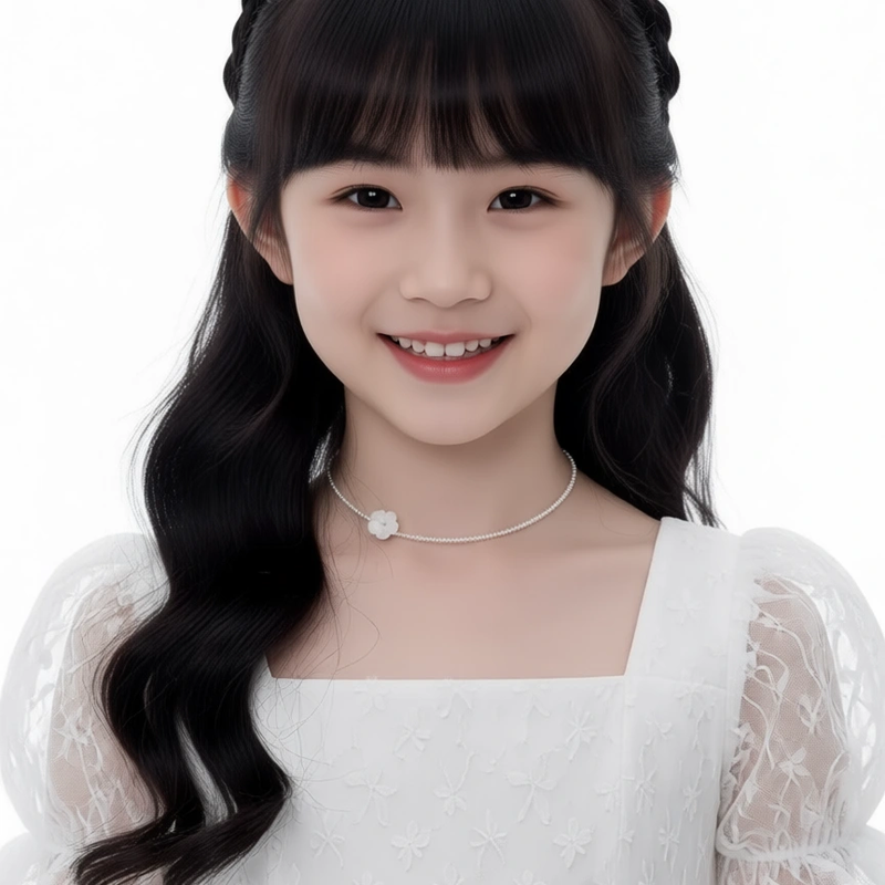 儿童珍珠项链女童生日宴会主持人超仙白色花朵锁骨链公主配饰超仙