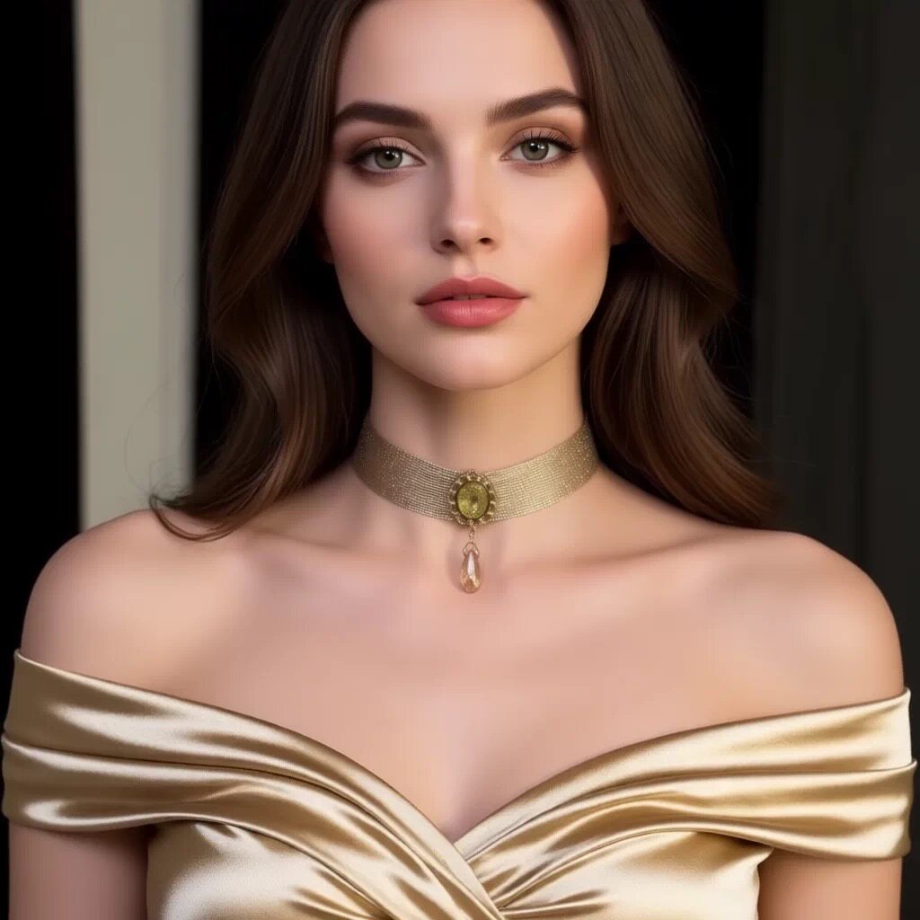 金色项圈礼服配饰脖子饰品短款项链女简约锁骨链吊坠民族风黄色