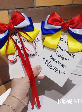 纯手工红色大蝴蝶结发夹白雪在逃公主儿童后脑勺顶夹飘带超仙发卡