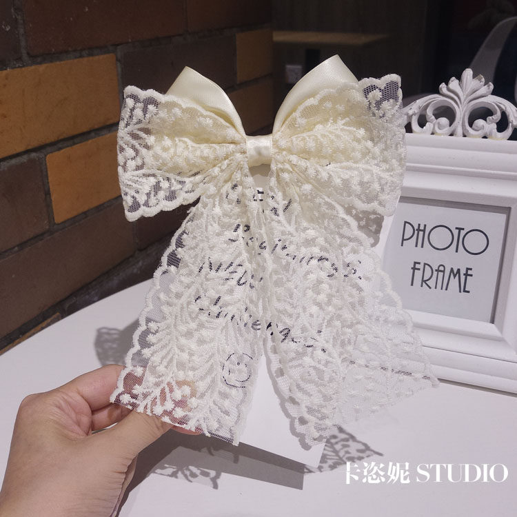韩国少女白色蕾丝蝴蝶结发夹后脑勺网红发卡复古马尾顶夹超仙发卡,饰品/流行首饰/时尚饰品新,发饰,淘宝优惠券,粉丝福利购,淘宝优惠卷