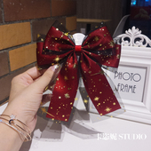 纯手工星星网纱蝴蝶结发夹宫廷复古后脑勺百搭马尾顶夹超仙头饰女