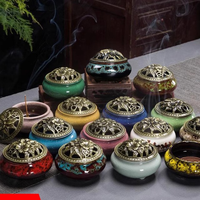 陶瓷檀香盘香薰炉冰裂香炉青瓷窑变香炉哥窑塔香熏香香炉厂家直销