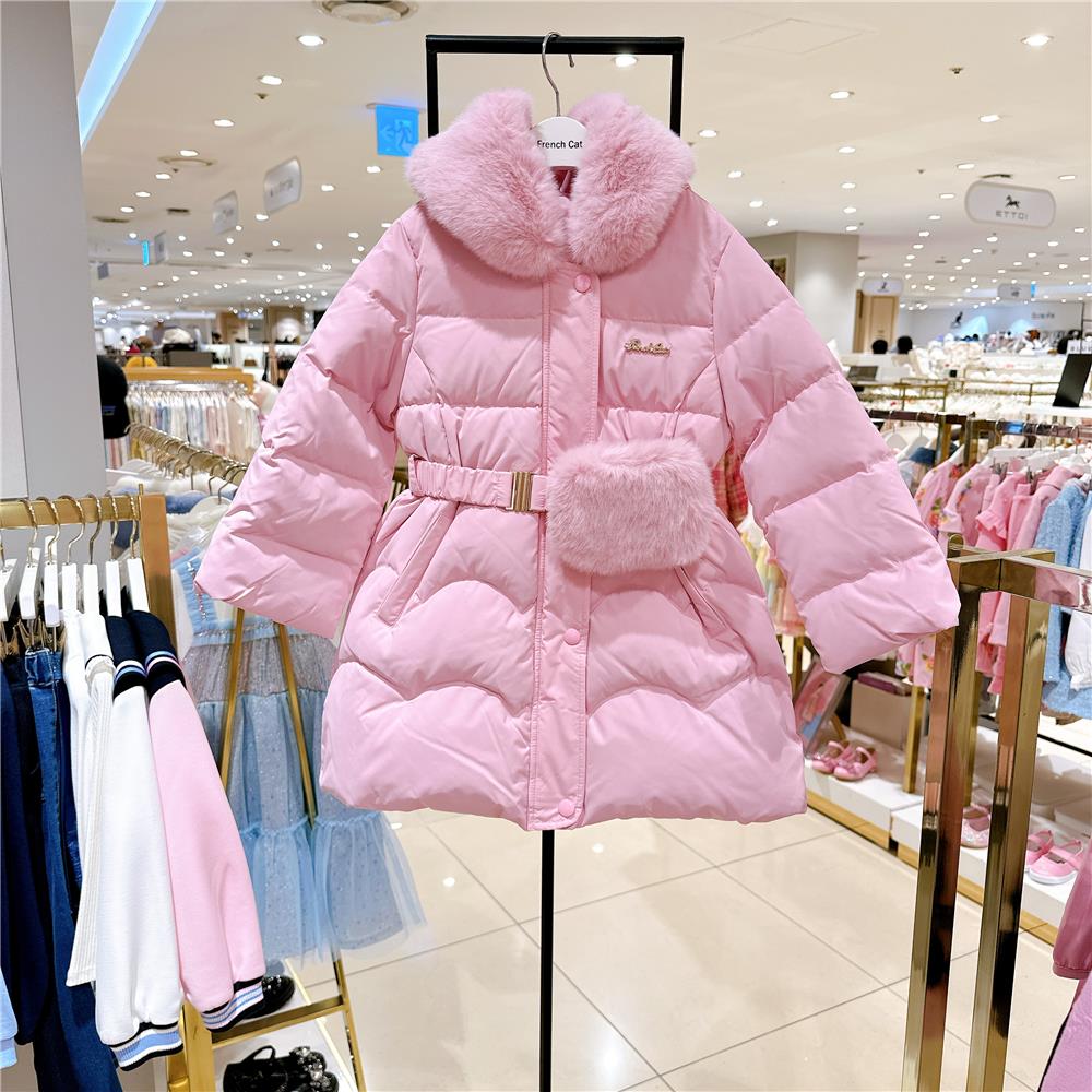 企划款80%鸭绒FRENCH CAT法猫女童时尚羽绒服韩国代购25冬外套