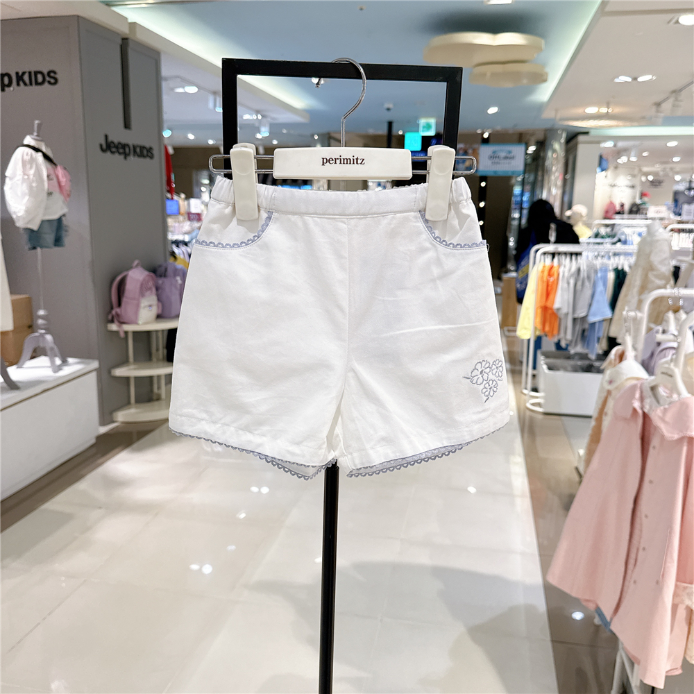 perimitz女童花边纯棉短裤韩国专柜代购25夏中大童休闲裤子松紧腰