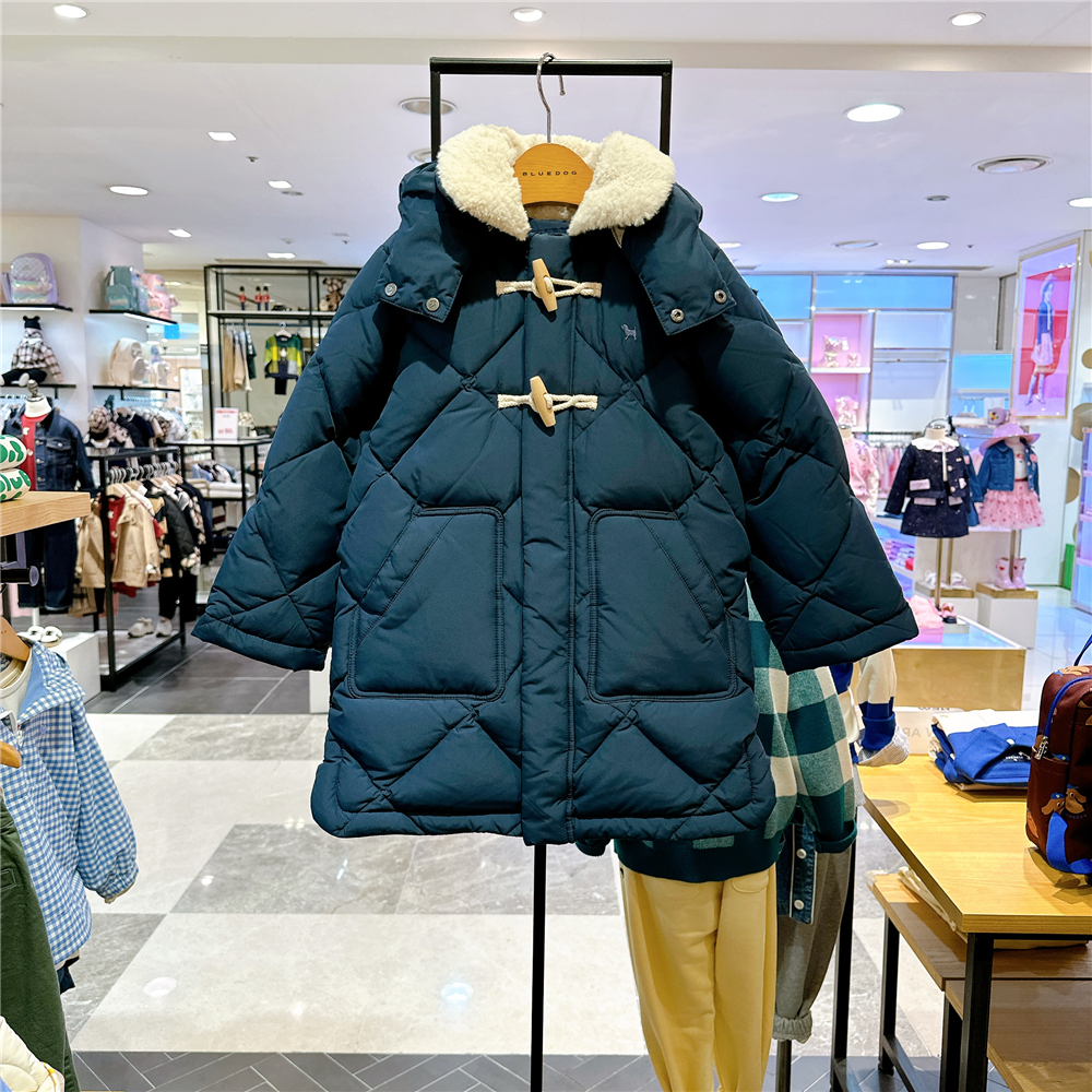 打折80%鹅绒BLUEDOG kids大蓝狗儿童连帽羽绒服韩国代购24冬外套
