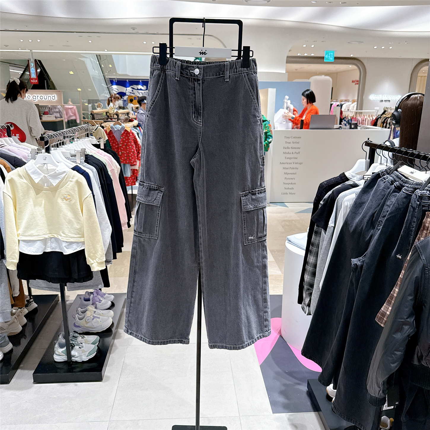 imi女童宽松直筒裤长裤韩国代购25冬季新品中大童休闲工装牛仔裤