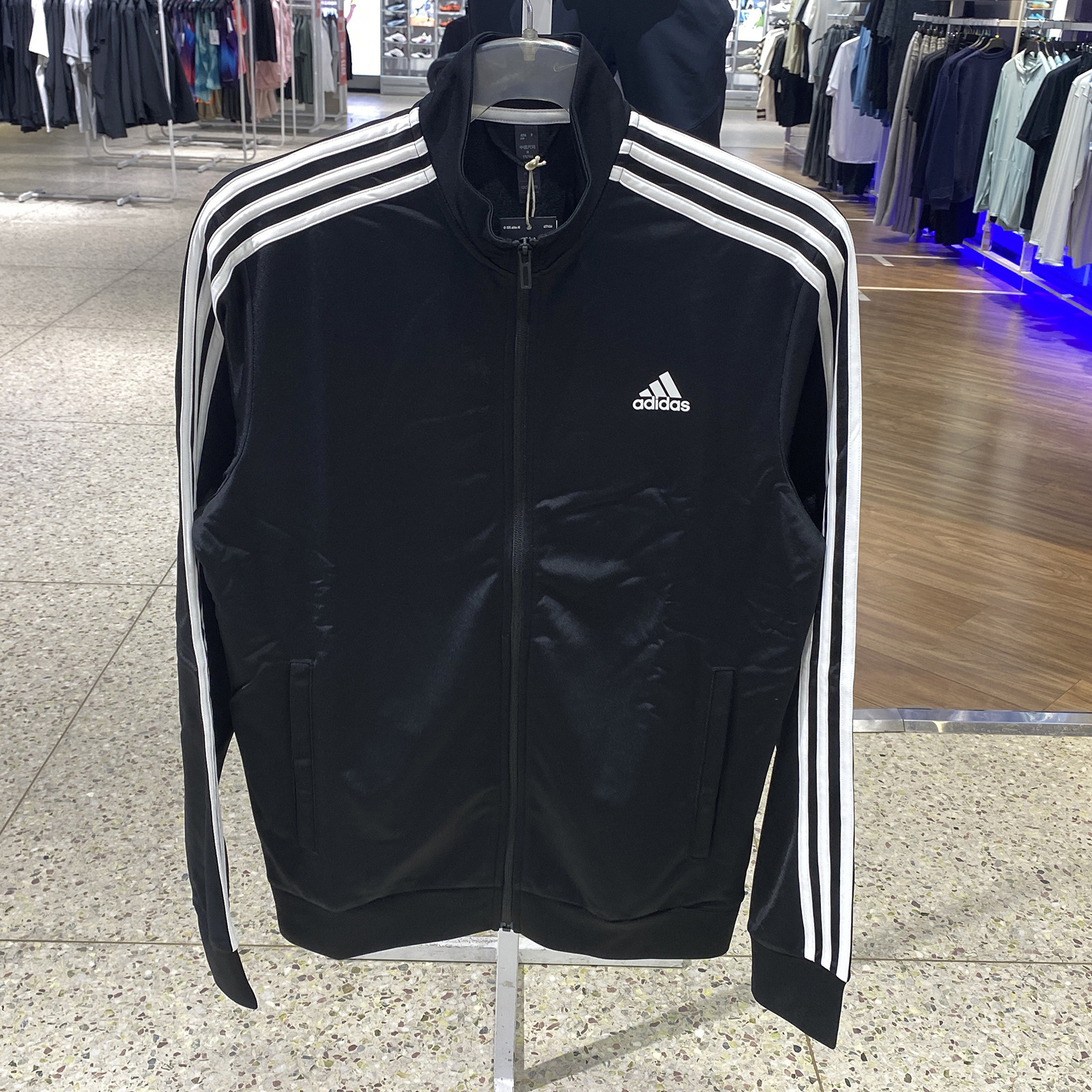 阿迪达斯正品立领夹克男子三条杠拉链运动外套经典复古上衣H46099