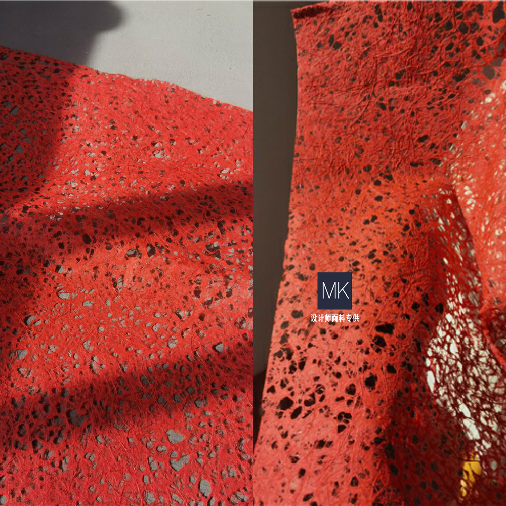 水溶纸破洞红色纸原创立体重工肌理纸不规则面料再造设计服装布料
