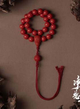 净莲梵尘 12mm高含量朱砂27颗手持念珠 水飞红砂佛珠 顺丰包邮 SF