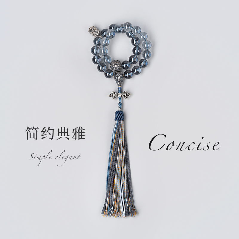 净莲梵尘14mm镀膜白水晶念珠