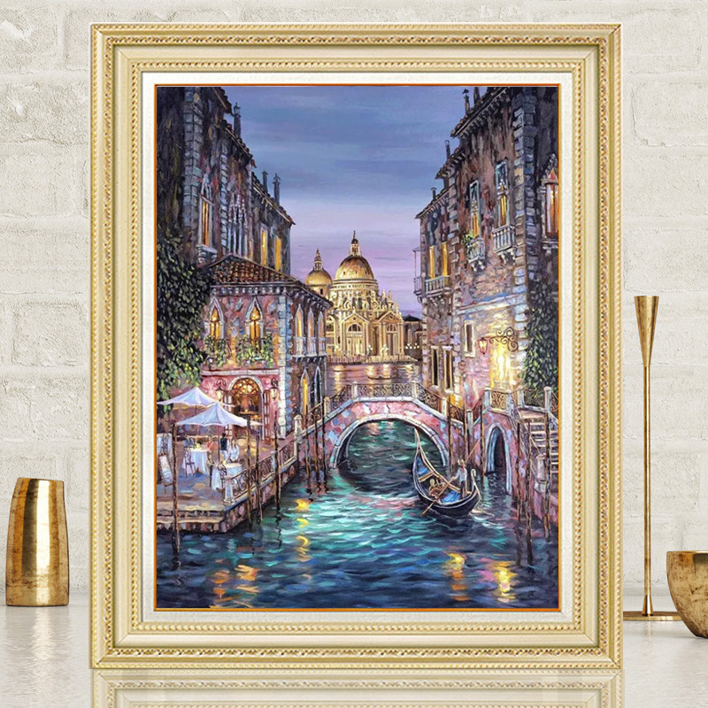 钻石画贴钻十字绣魔方钻满钻卧室小幅新款欧式油画风景威尼斯小镇