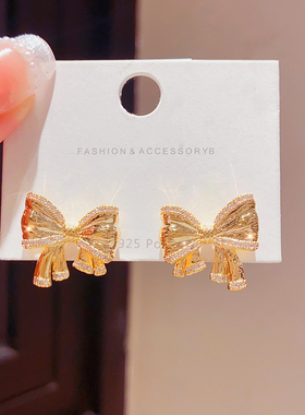 欧美复古蝴蝶结耳环女轻奢小众高级感中古耳钉耳饰2024新款潮爆款