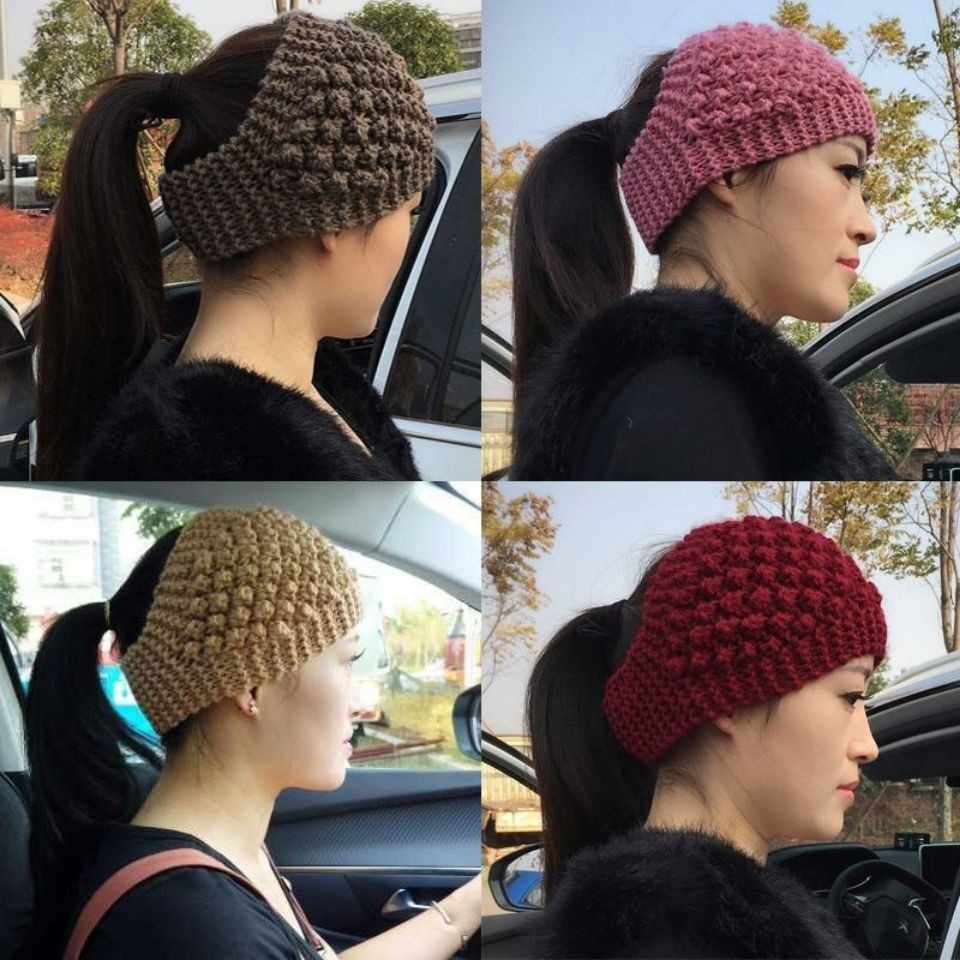 发带头饰针织保暖护耳毛线帽宽边