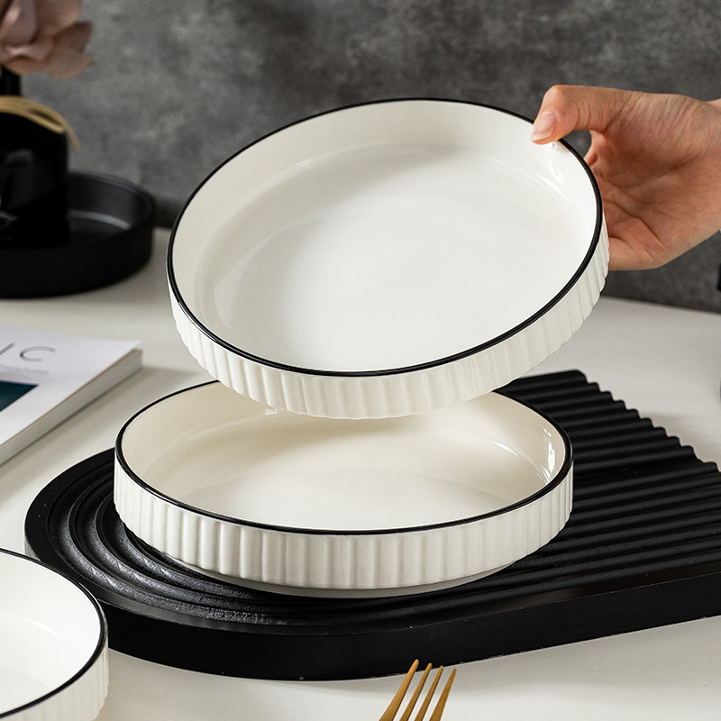 北欧汤盘家用2025新款陶瓷盘子菜盘高温釉下彩餐具纯色餐盘菜碟子,餐饮具,盘,淘宝优惠券,粉丝福利购,淘宝优惠卷